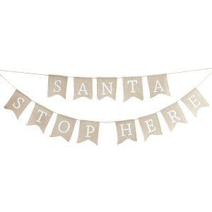 Hessian Burlap Santa Stop Here Bunting