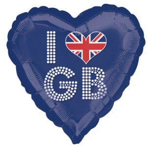 I Love GB Blue Heart Foil Balloon