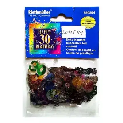 Large Numeral 30 Multi Metallic Confetti