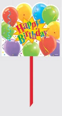 Lawn Sign Happy Birthday Balloons