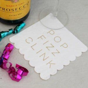 Meri Meri Gold Pop Fizz Clink Beverage Napkins