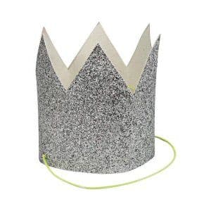 Mini Silver Glittered Crowns