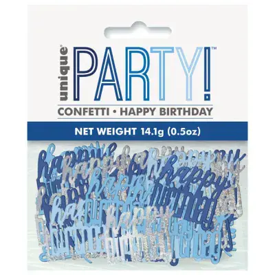 New blue glitz happy birthday confetti