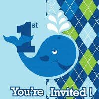 Ocean Preppy Boy Party 1st Birthday Invitations