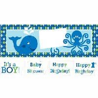 Ocean Preppy Boy Plastic Party Banner