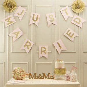 Pastel Perfection Just Married Flag Bunting