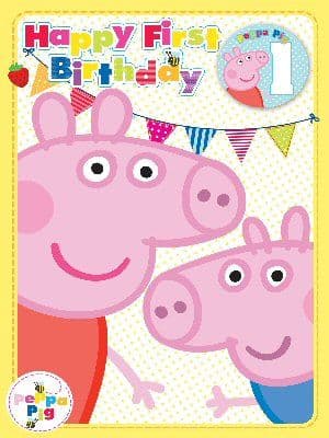 Peppa Pig 1st Birthday Card with Badge