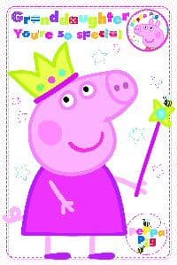 Peppa Pig Grandaughter Birthday Card with Badge