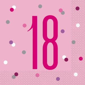 Pink 18th Party Napkins