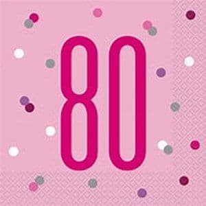 Pink 80th Party Napkins