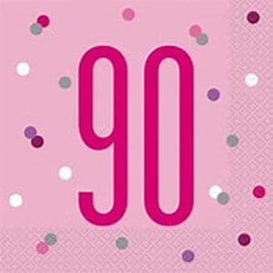 Pink 90th Party Napkins