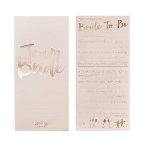 Pink And Rose Gold Advice For The Bride To Be Cards