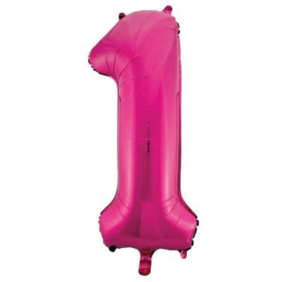 Pink Number 1 Shaped Foil Balloon