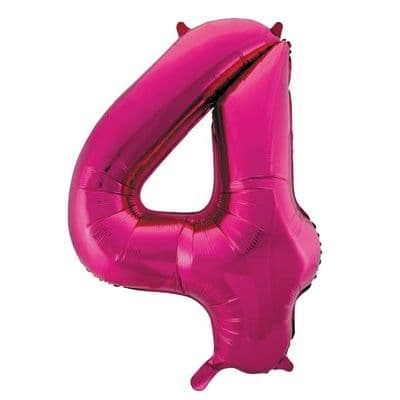 Pink Number 4 Shaped Foil Balloon