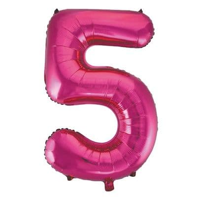 Pink Number 5 Shaped Foil Balloon
