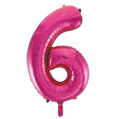 Pink Number 6 Shaped Foil Balloon