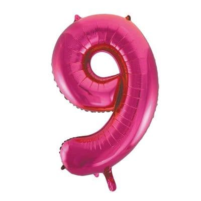 Pink Number 9 Shaped Foil Balloon