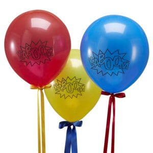 Pop Art Party Superhero Kaboom Latex Balloons