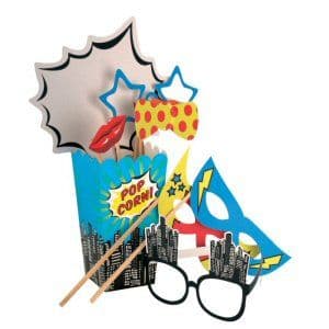 Pop Art Superhero Party Photo Booth Props and Masks