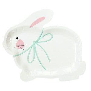 Pretty Springtime Easter Bunny Shape Paper Party Plates White Rabbit Plates