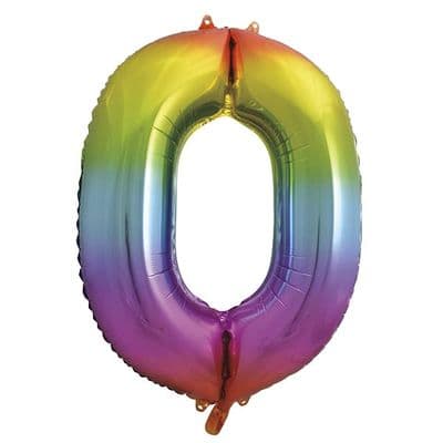 Rainbow Number 0 Shaped Foil Balloon