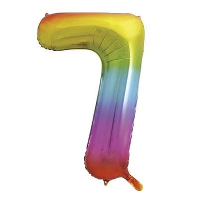 Rainbow Number 7 Shaped Foil Balloon