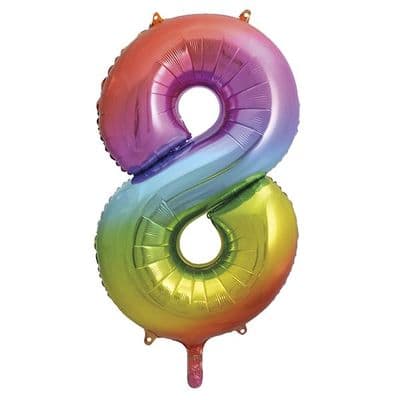 Rainbow Number 8 Shaped Foil Balloon