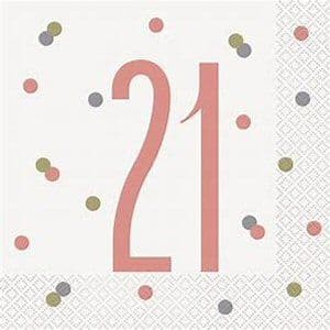 Rose Gold Glitz 21st Birthday Lunch Napkins