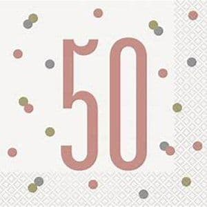Rose Gold Glitz 50th Birthday Lunch Napkins