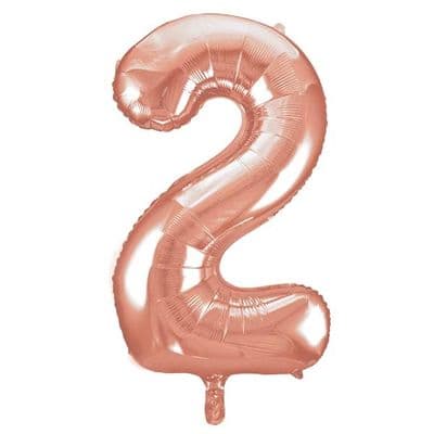 Rose Gold Number 2 Shaped Foil Balloon