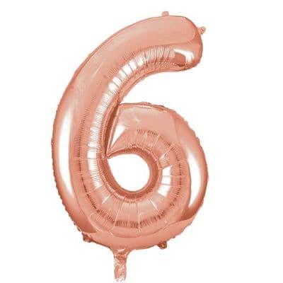 Rose Gold Number 6 Shaped Foil Balloon