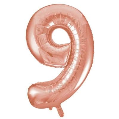 Rose Gold Number 9 Shaped Foil Balloon