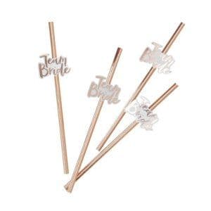 Rose Gold Team Bride Straws