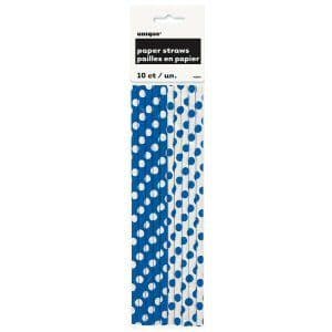 Royal Blue Dots Paper Straws