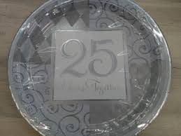 Silver 25th Wedding Anniversary 25 Years Together Paper Plates