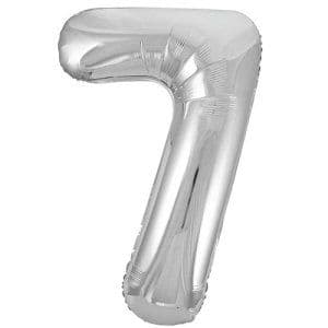 Silver Number 7 Shaped Foil Balloon