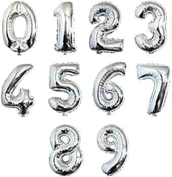 Silver Number Shaped Foil Balloons
