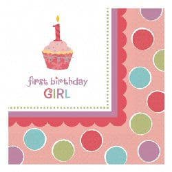 Sweet Little Cupcake 1st Birthday Girl Party Napkins