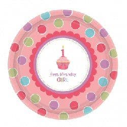 Sweet Little Cupcake 1st Birthday Girl Party Plates