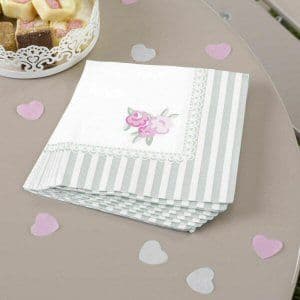Vintage Rose Party Beverage Napkins