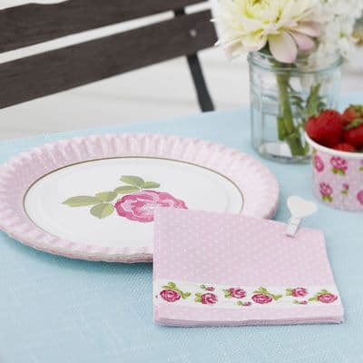 Vintage Rose Party Cocktail Napkins