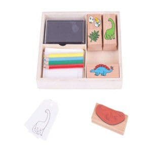 Wooden Dinosaur Stamp and Colour