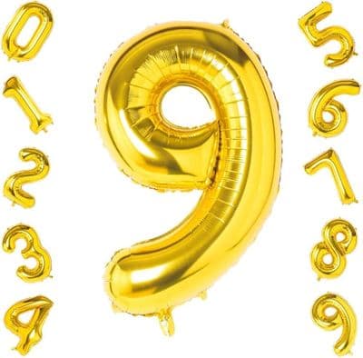 Yellow Gold Shaped Foil Number Balloons