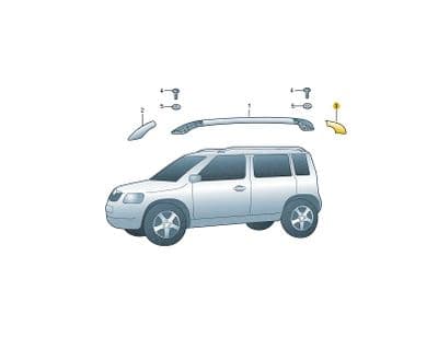 Skoda Yeti L/H Rear Roof Rail End Cap (Black) 5L0860149GT5