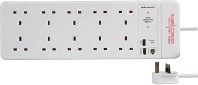 10 Gang Surge Protected Extension Lead, 2m