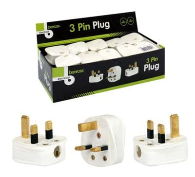 Benross Box of 20 UK Plug 13A, White