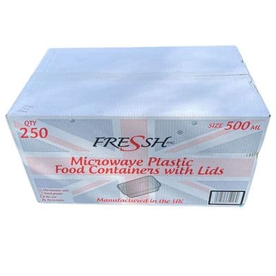 Box 250 Takeaway Containers with Lids 500ml – BPA Free