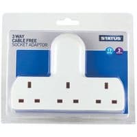 Box of 12 Status 3 Gang Way Wall Plug 13 Amps White