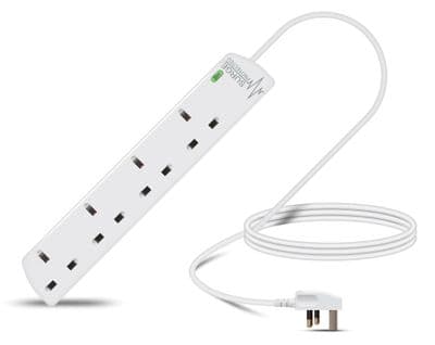 Eagle 4 Gang Way 2M Anti-Surge Extension Lead - White