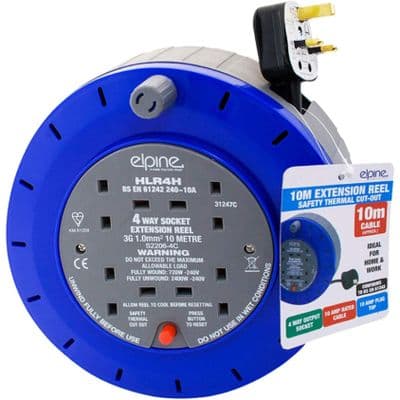 EPLINE 4 Gang Way 10 Meters 10A Extension Cord Reel